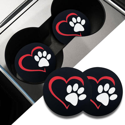 2 Pzas posavasos coche antideslizante con pata perro y corazón