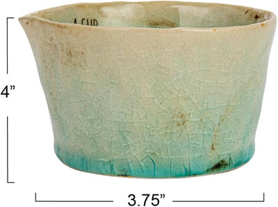 Set 4 Tazas Medidoras Gres Esmalte Crackle Verde