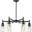 Lámpara araña comedor 6 luces negro mate vidrio transparente