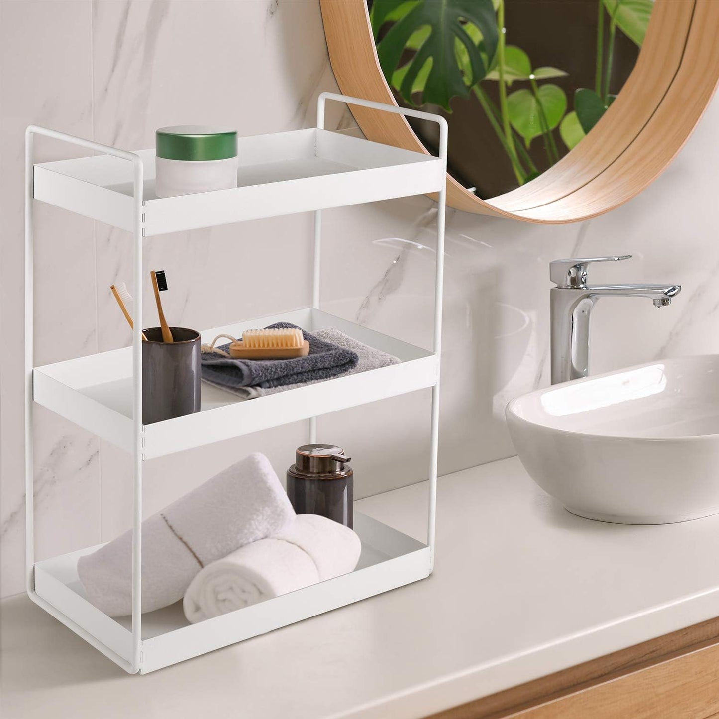 Organiz. encimera baño bandeja tocador 3 niveles blanco