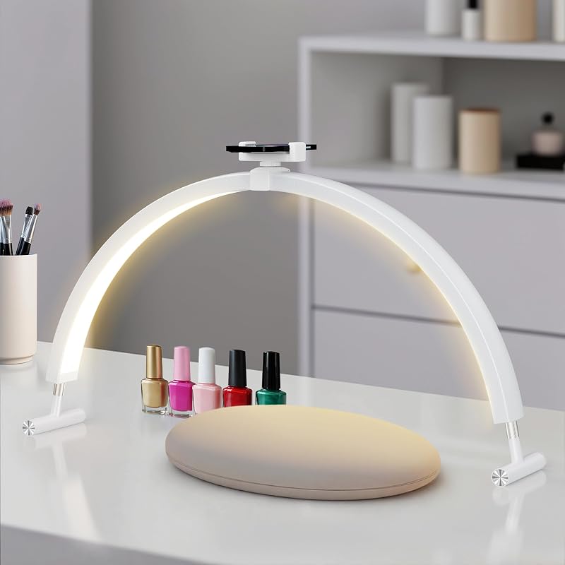 Luz media luna escritorio 30" soporte teléfono 3 modos