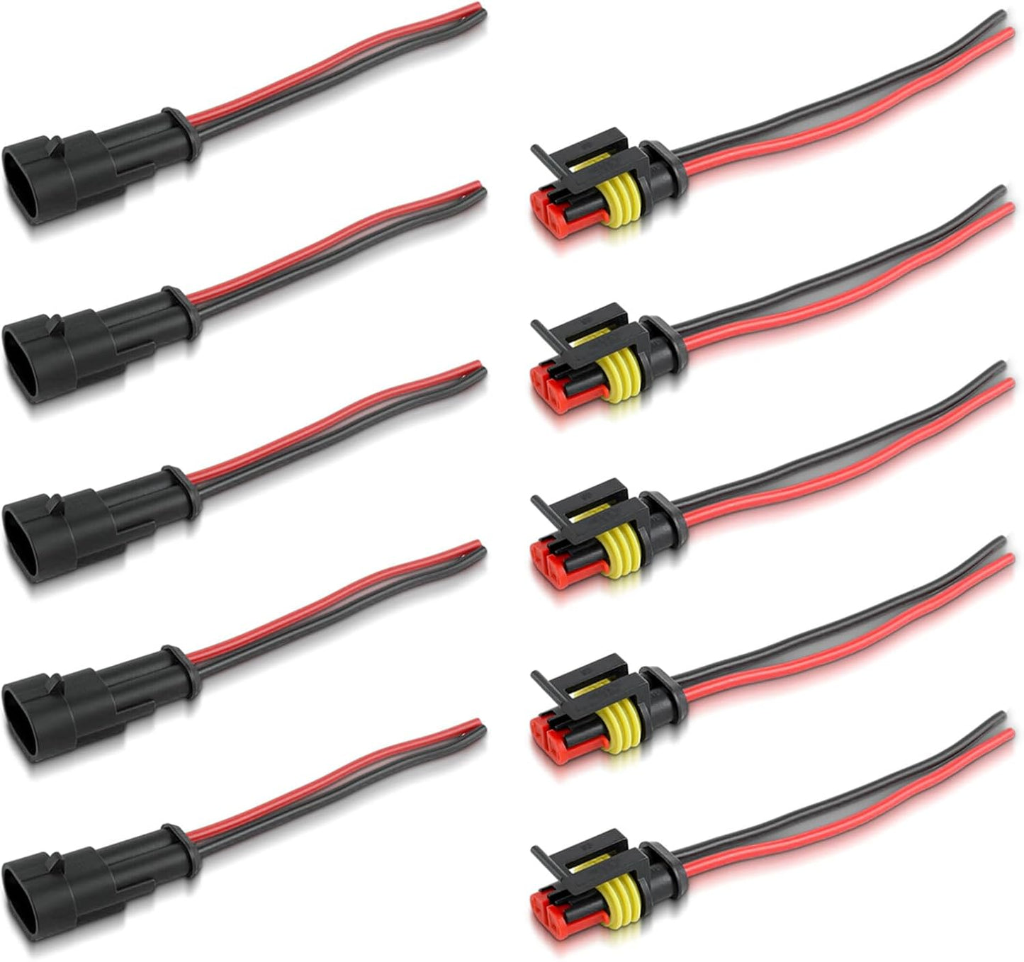 5 kits conector impermeable 2 pines 16 AWG para auto camión