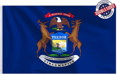 Bandera Michigan 3x5ft poliéster 3 capas doble cara