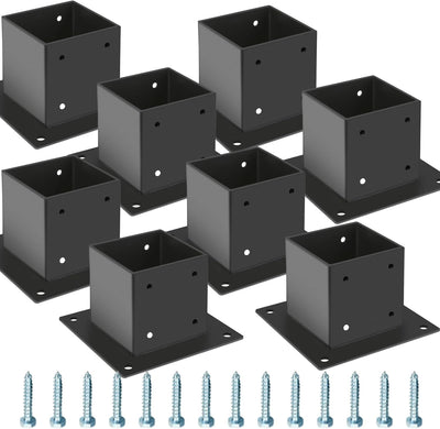 Base poste 8 Pzas acero grueso anclaje valla 3.5x3.5