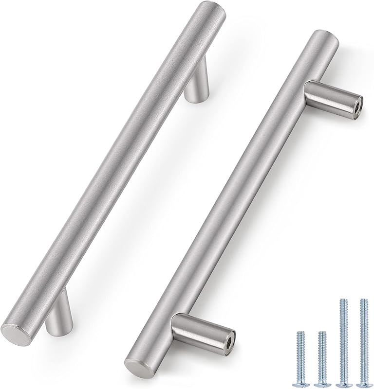 Manijas T acero inox niqueladas para gabinetes set 30