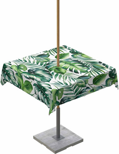 Mantel cuadrado hojas palma verdes con cremallera impermeable