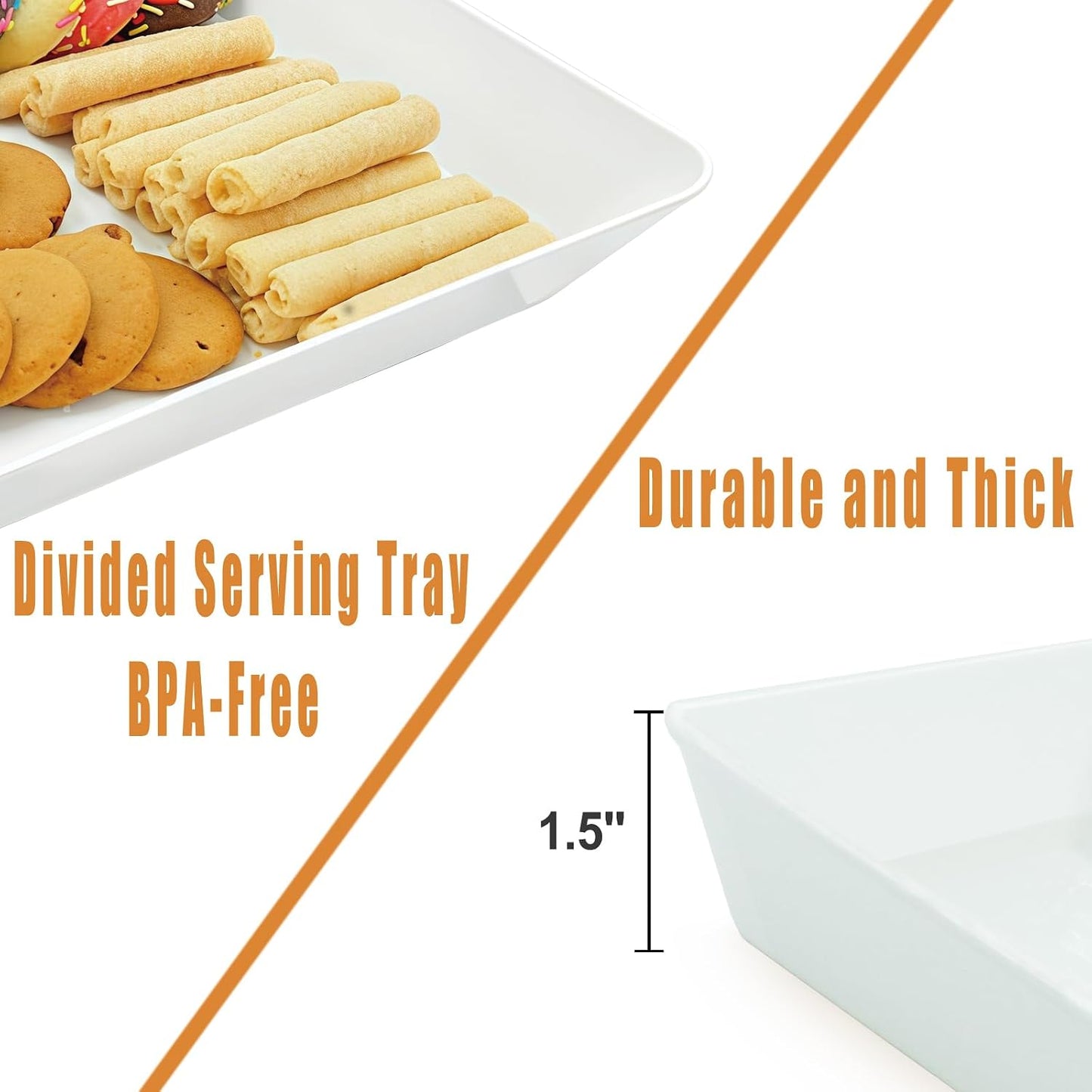 Bandeja plástico blanco 3 Pzas para frutas aperitivos
