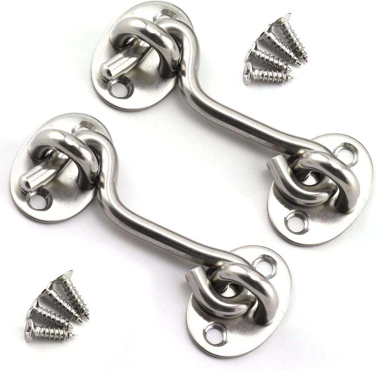 2 Ganchos Cabina 3pulg Pestillo Ojo Antiviento Acero Inox