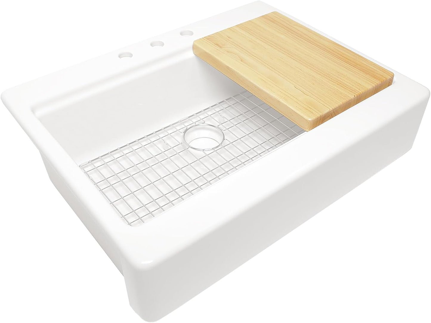 Fregadero arcilla refractaria 34pulg cuenco blanco