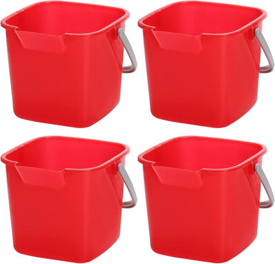 4 Pzas Cubo Limpieza 3qt Cuadrado con Boquilla Asa