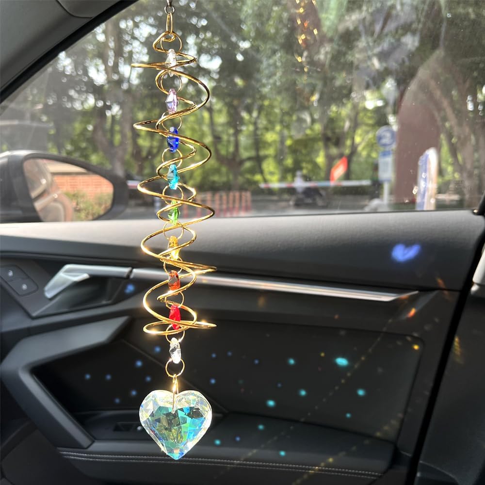 Atrapasoles cristal con corazón y doble espiral para ventana