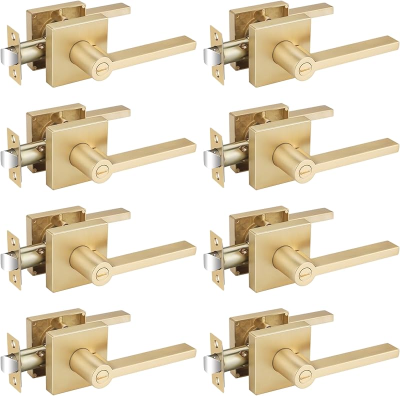 8 Manijas Puerta Doradas Resistentes Interiores Modernas