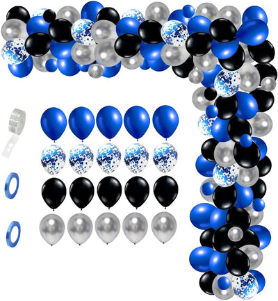 Kit arco guirnalda globos azul mate negro plateado 124