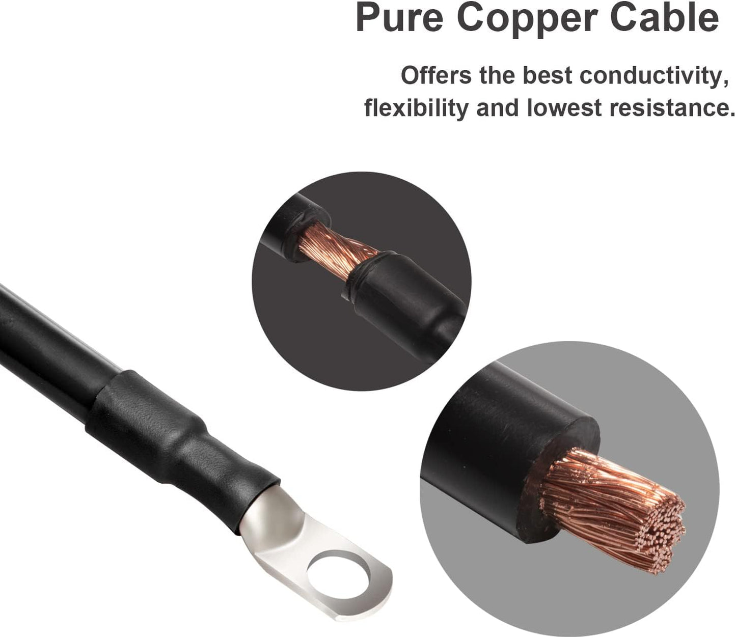 Set cables batería 2/0 AWG 1 pie terminales 3/8"