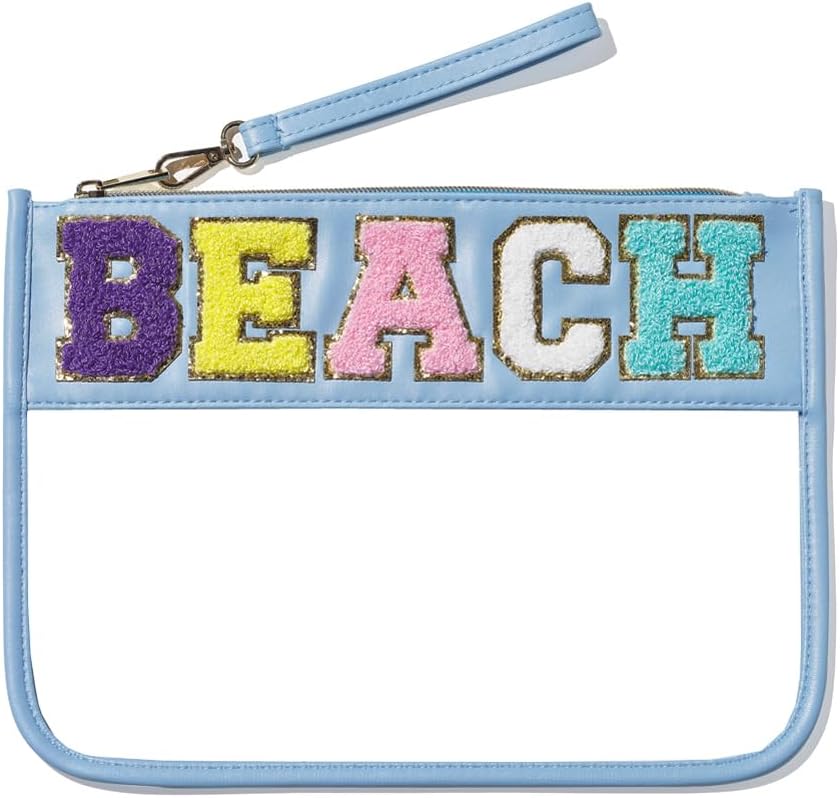 Bolsa cosméticos transparente con cremallera azul Beach