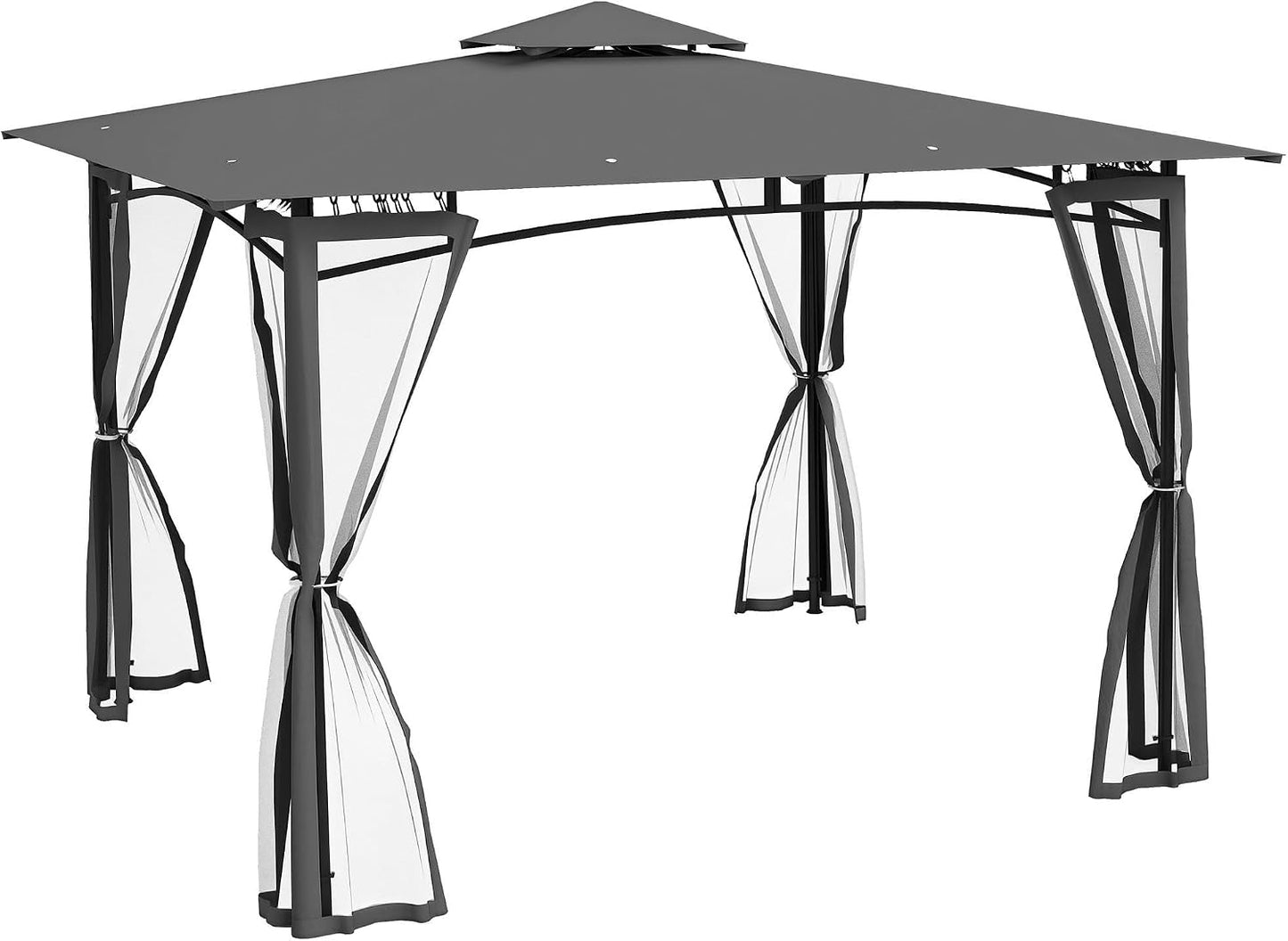 Cenador patio 10x12ft toldo doble metal gris
