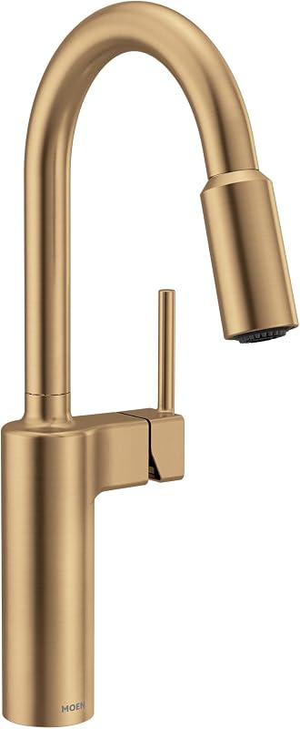 Grifo cocina desplegable dorado bronce con potenciador
