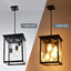 Lámpara colgante exterior 4 luces vidrio negro candelabro