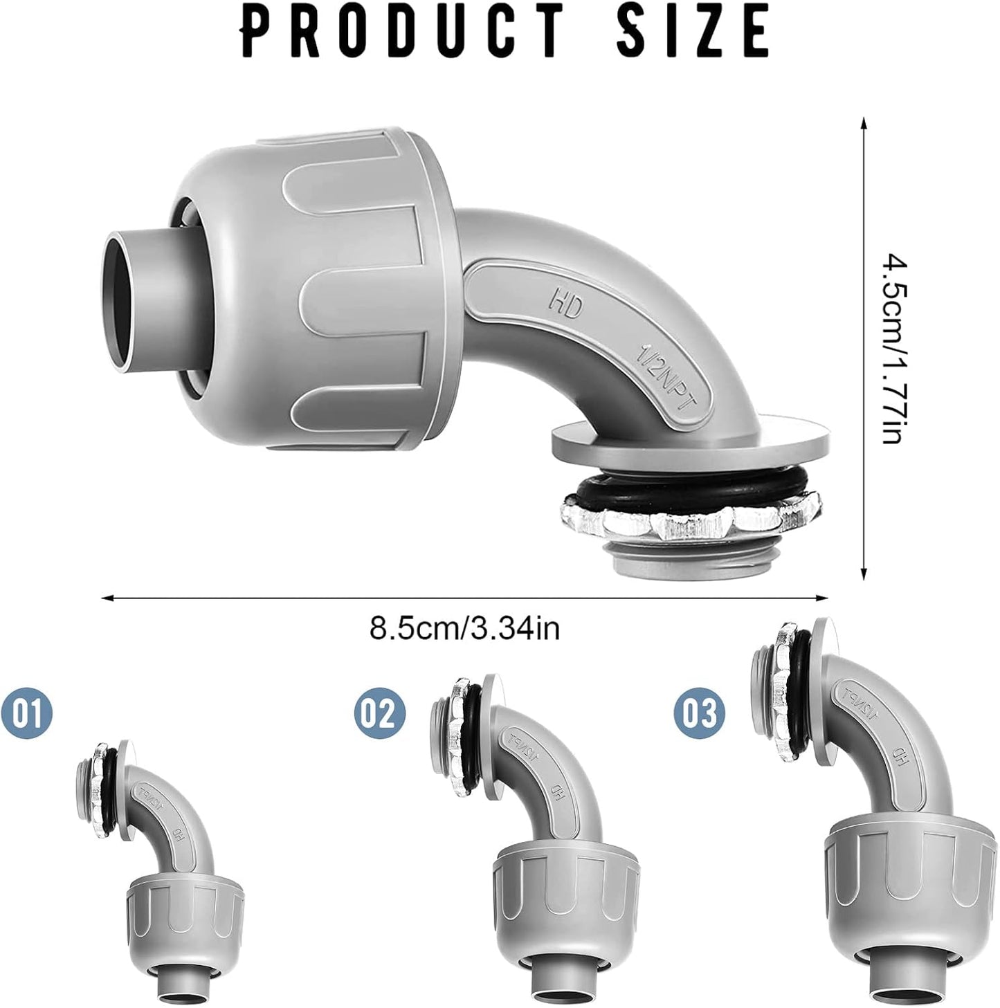 Conector hermético PVC 90 grados para hogar cocina baño