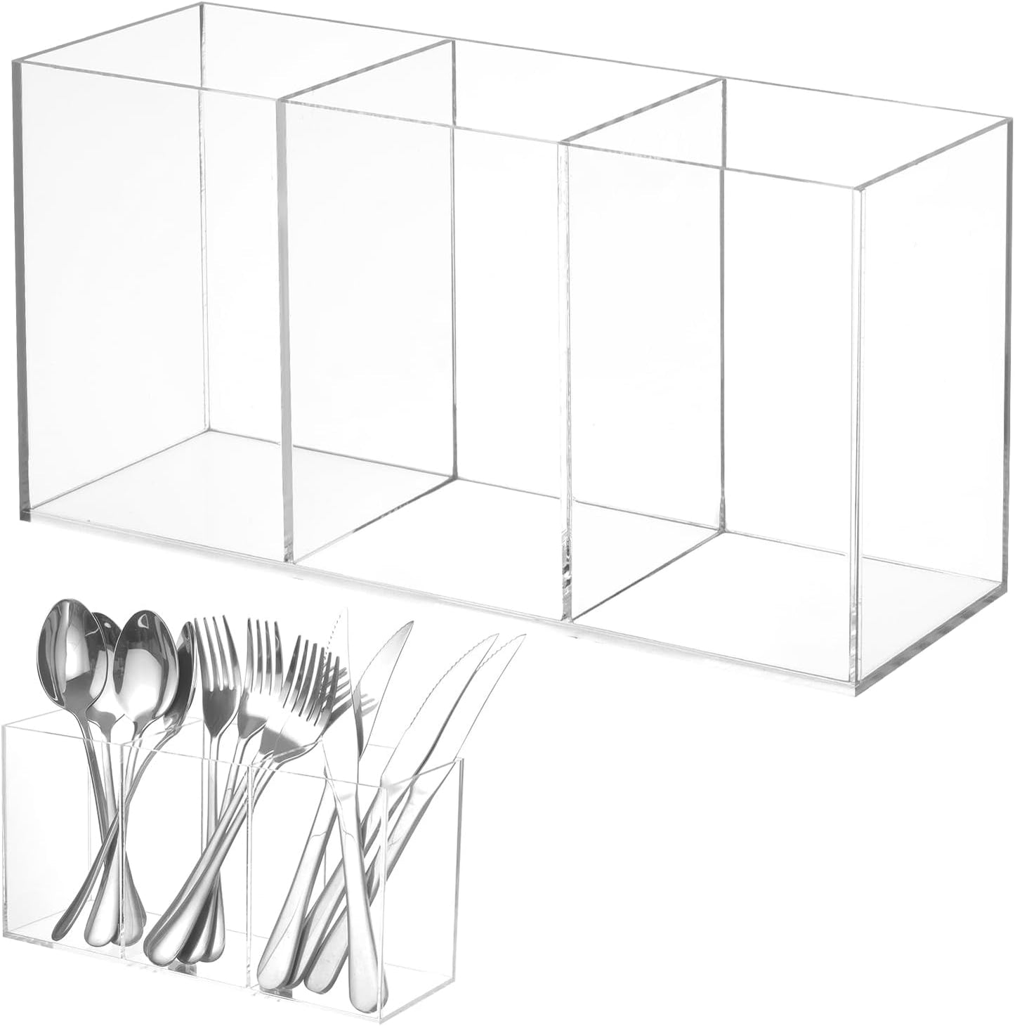Organiz. cubiertos acrílico soporte plástico cocina