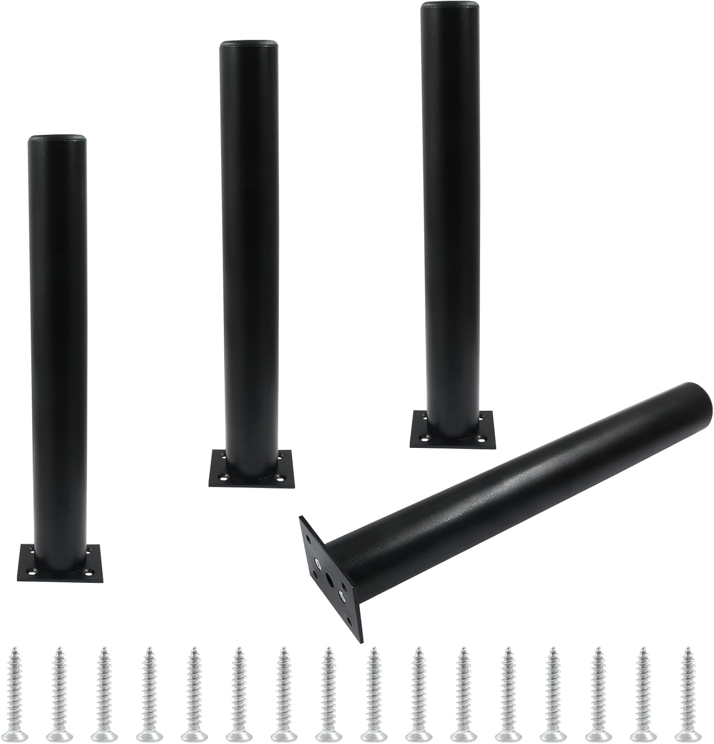 4 Pzas Patas Muebles Aluminio 12pulg Negro Mate