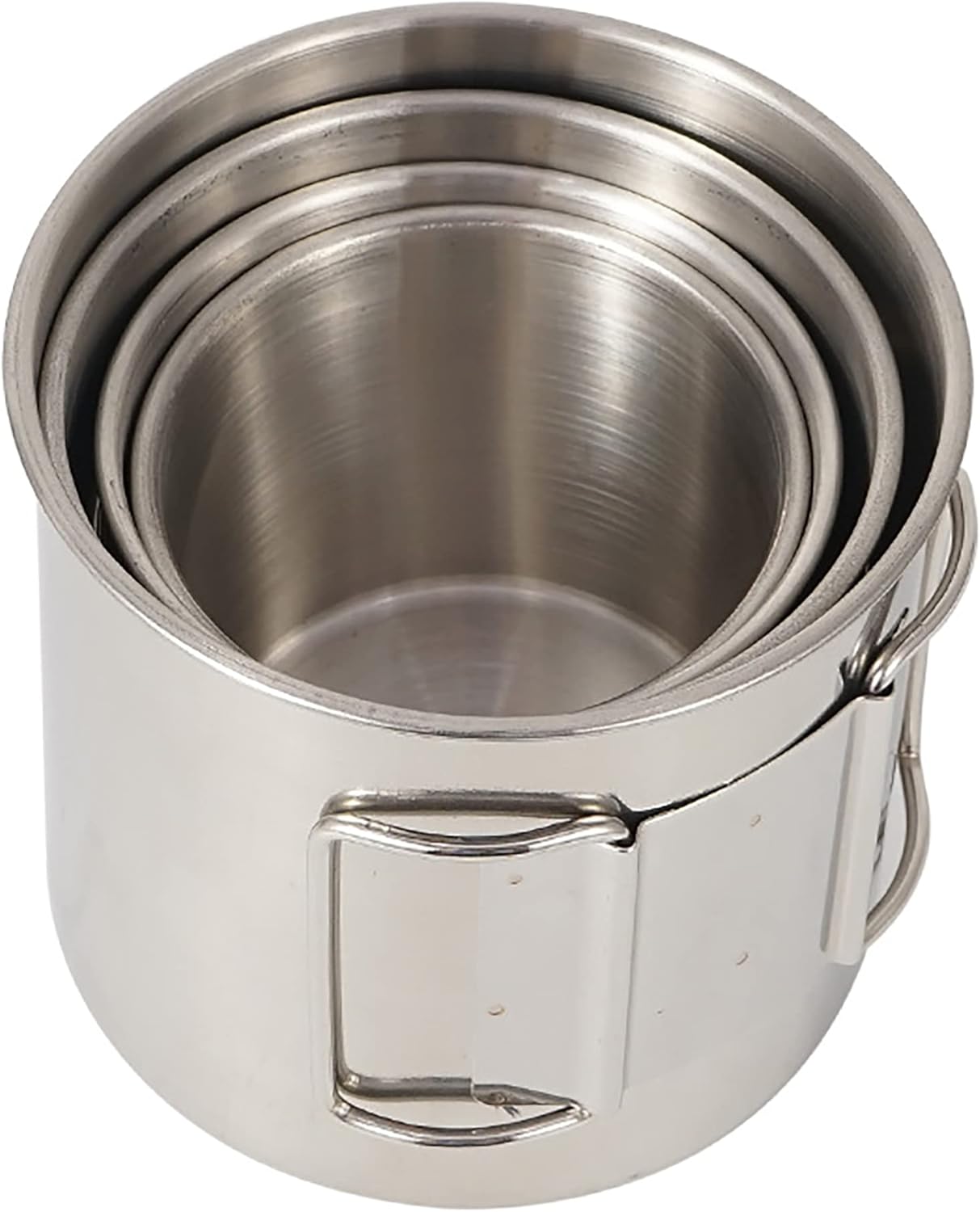 Tazas camping acero inox mango plegable 4 pzas con bolsa