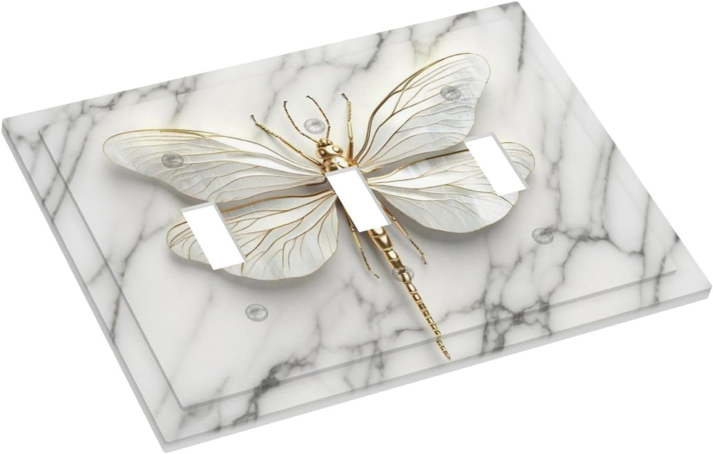 Placas decorativas de mármol blanco con libélula 3 segmentos