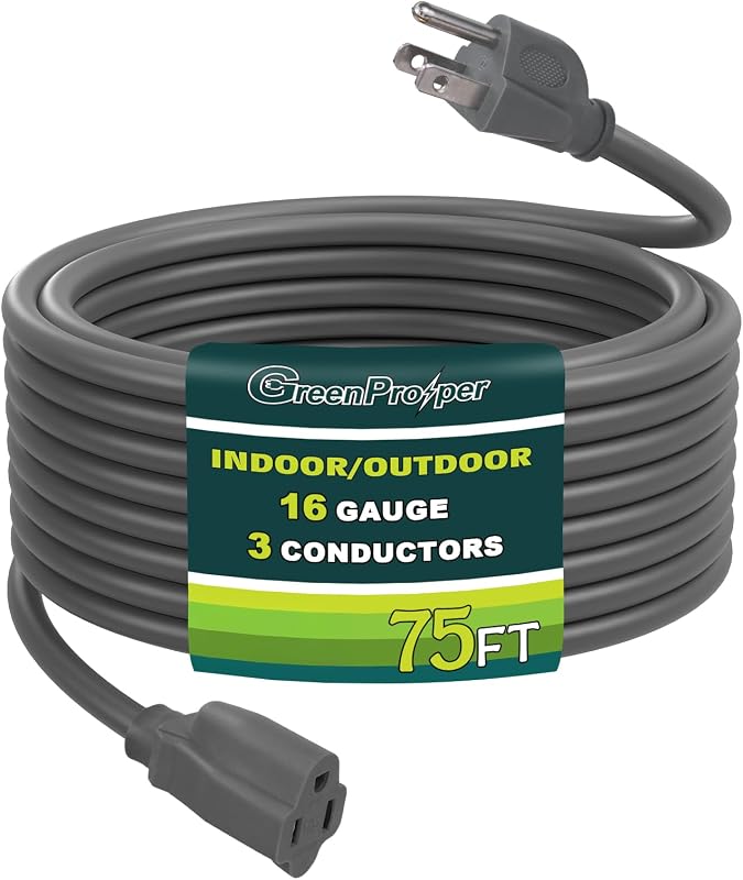 Cable extensión gris 75ft 16/3 13A impermeable UL