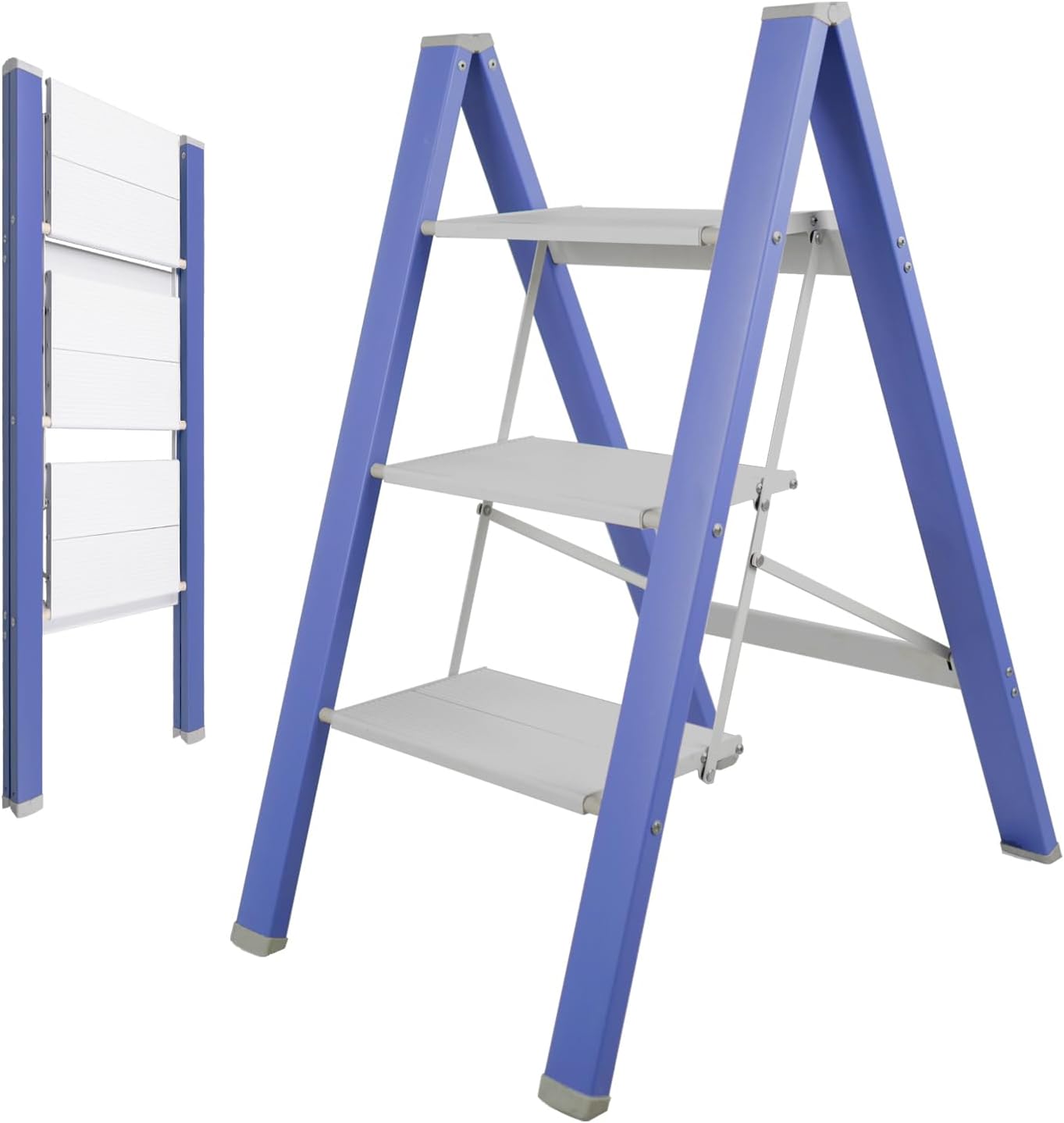 Escalera aluminio 3 escalones antiderrap plegable 330lb