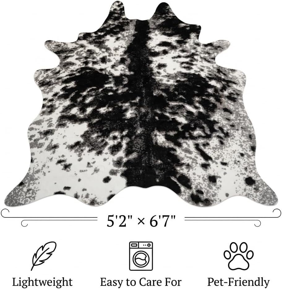Alfombra piel vaca sintética estampado vaca sala 5.2x6.6pies