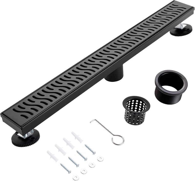 Drenaje ducha 32" acero inox 304 rectangular negro mate