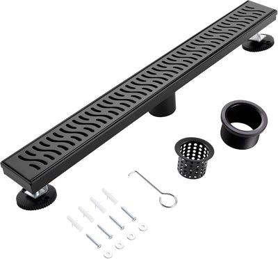 Drenaje ducha 32" acero inox 304 rectangular negro mate