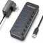 Hub USB 3.0 7 puertos aluminio 5V PC portátil negro