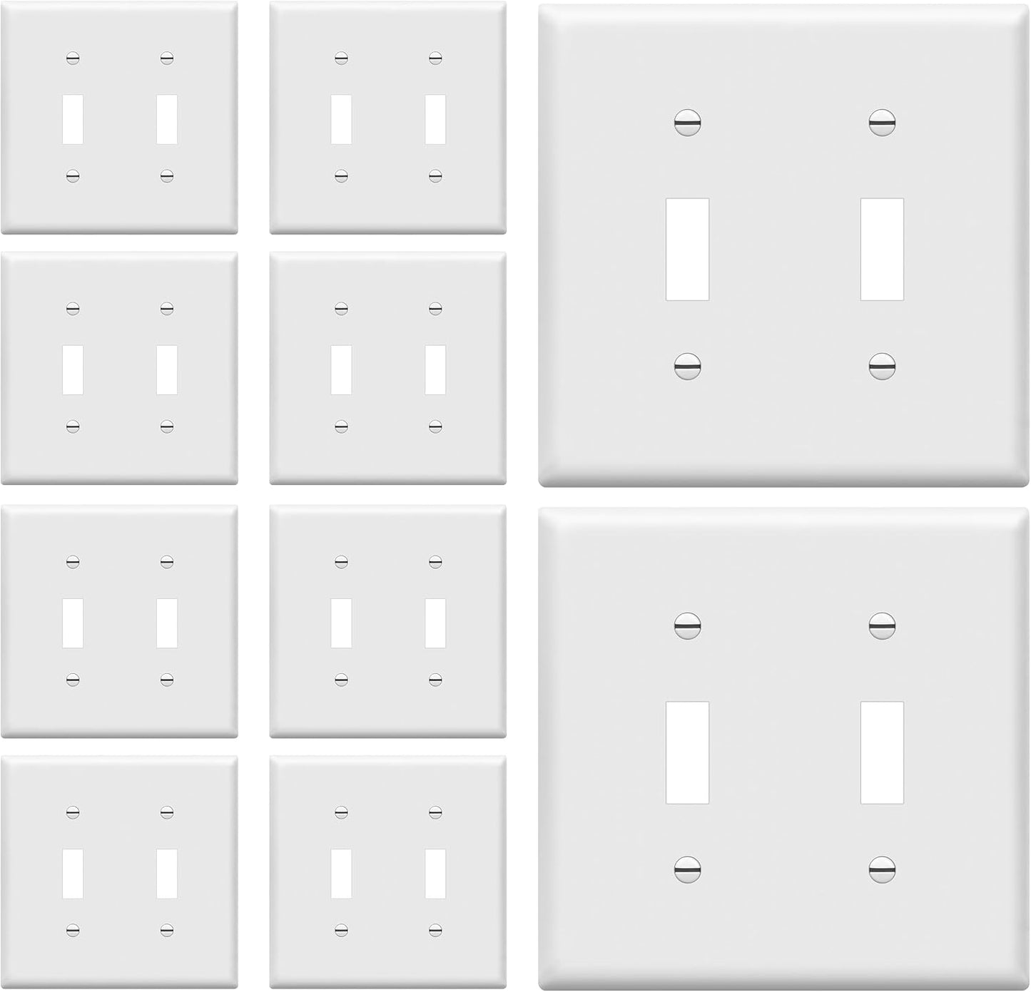 Placa pared interruptor luz doble 4.5x4.57pulg termoplástico blanco