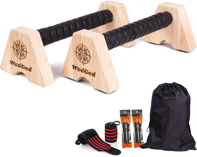 Barras empuje madera goma para calistenia kit completo