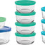18 Pzas Recipientes Vidrio con Tapas Azules SnugFit