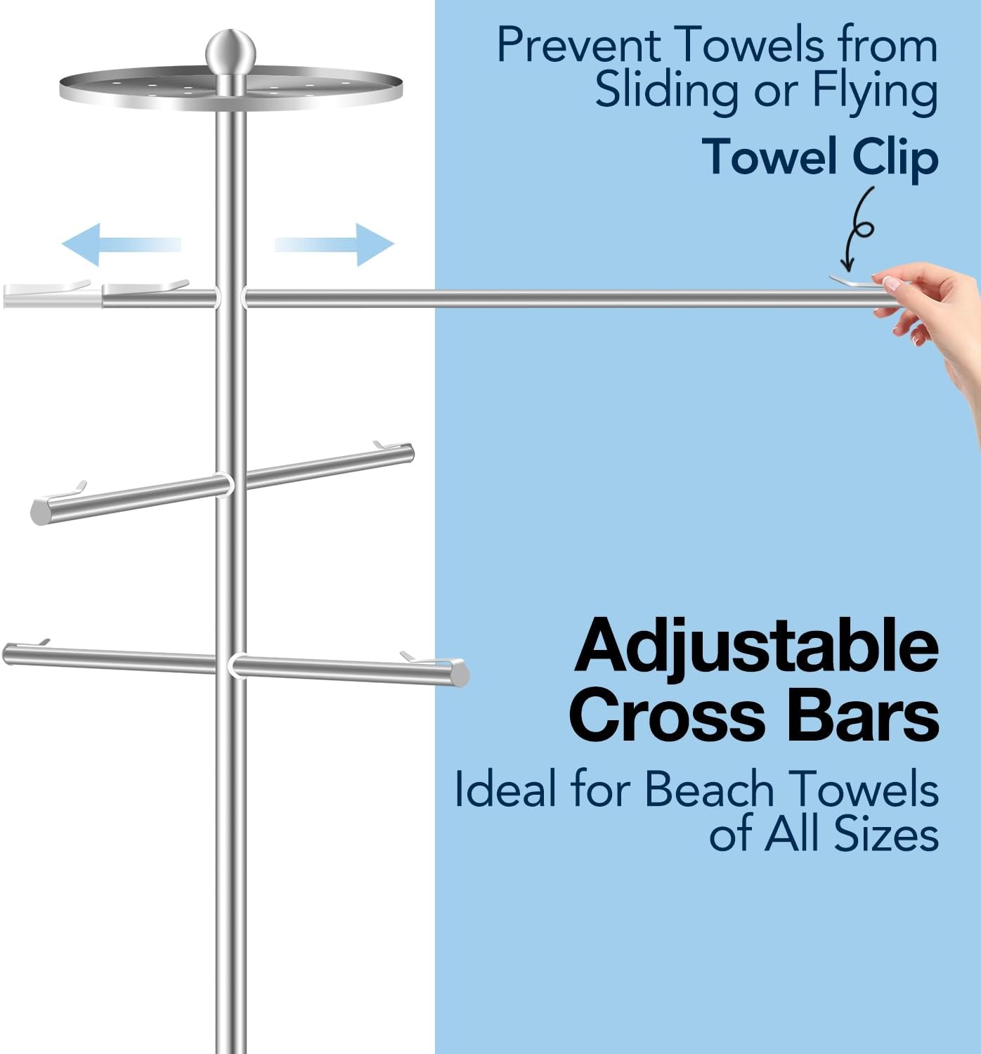Toallero piscina 54pulg acero inox 304 3 brazos ajustables