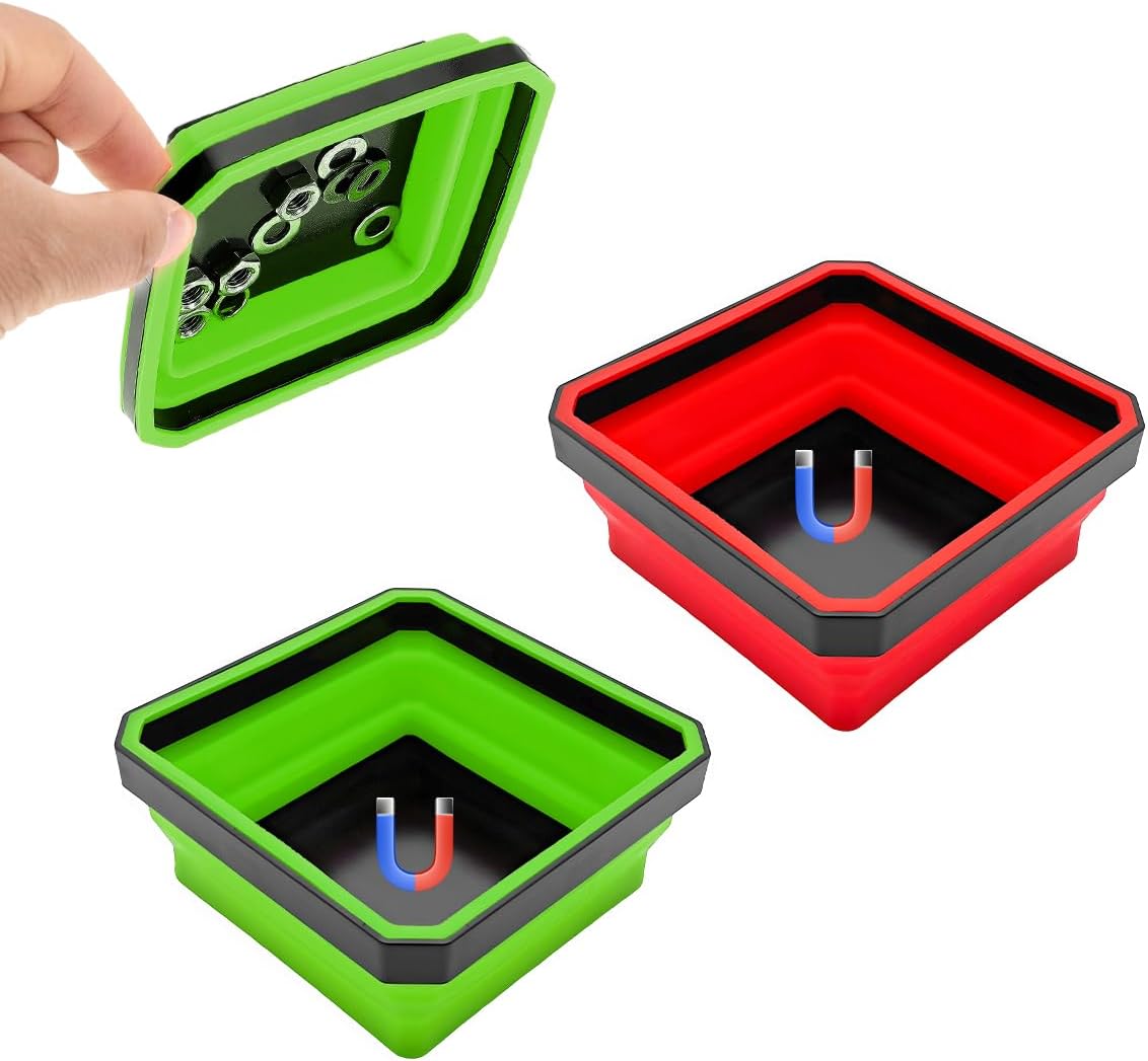 2 Pzas Bandeja Magnética Plegable 4.5pulg con Base Doble