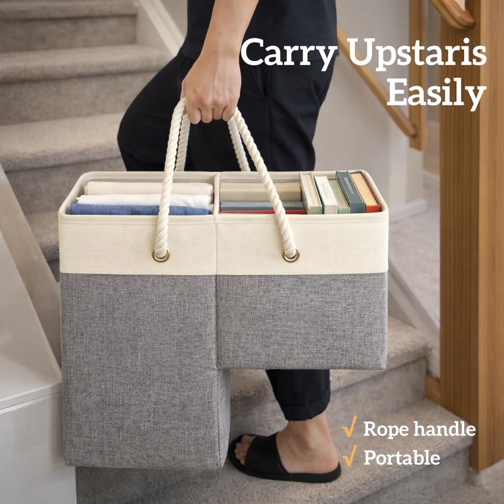 Cesta escalera plegable para madera y alfombradas con asa