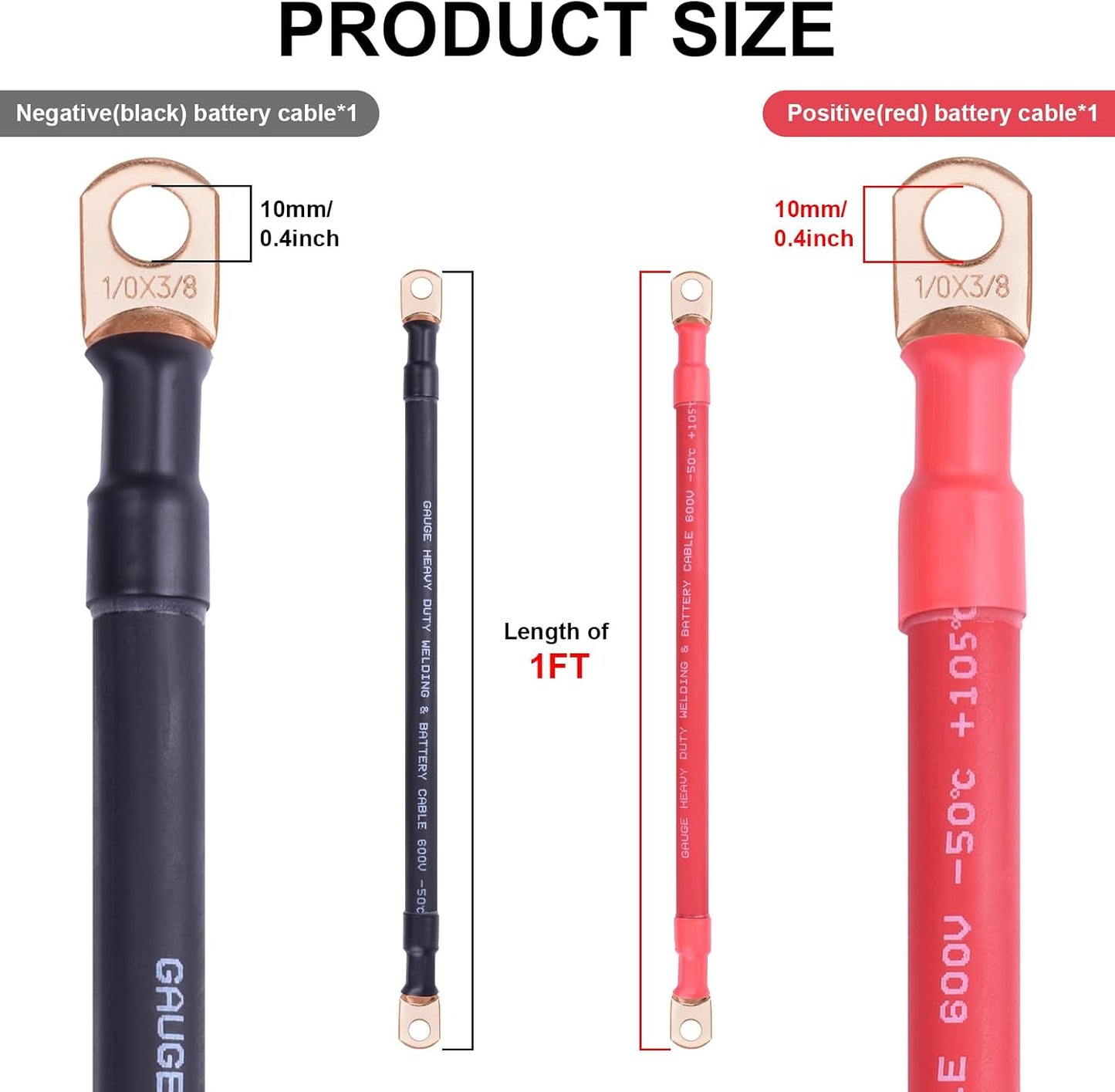 Cable batería 1/0 awg cobre flexible 3/8'' automotriz