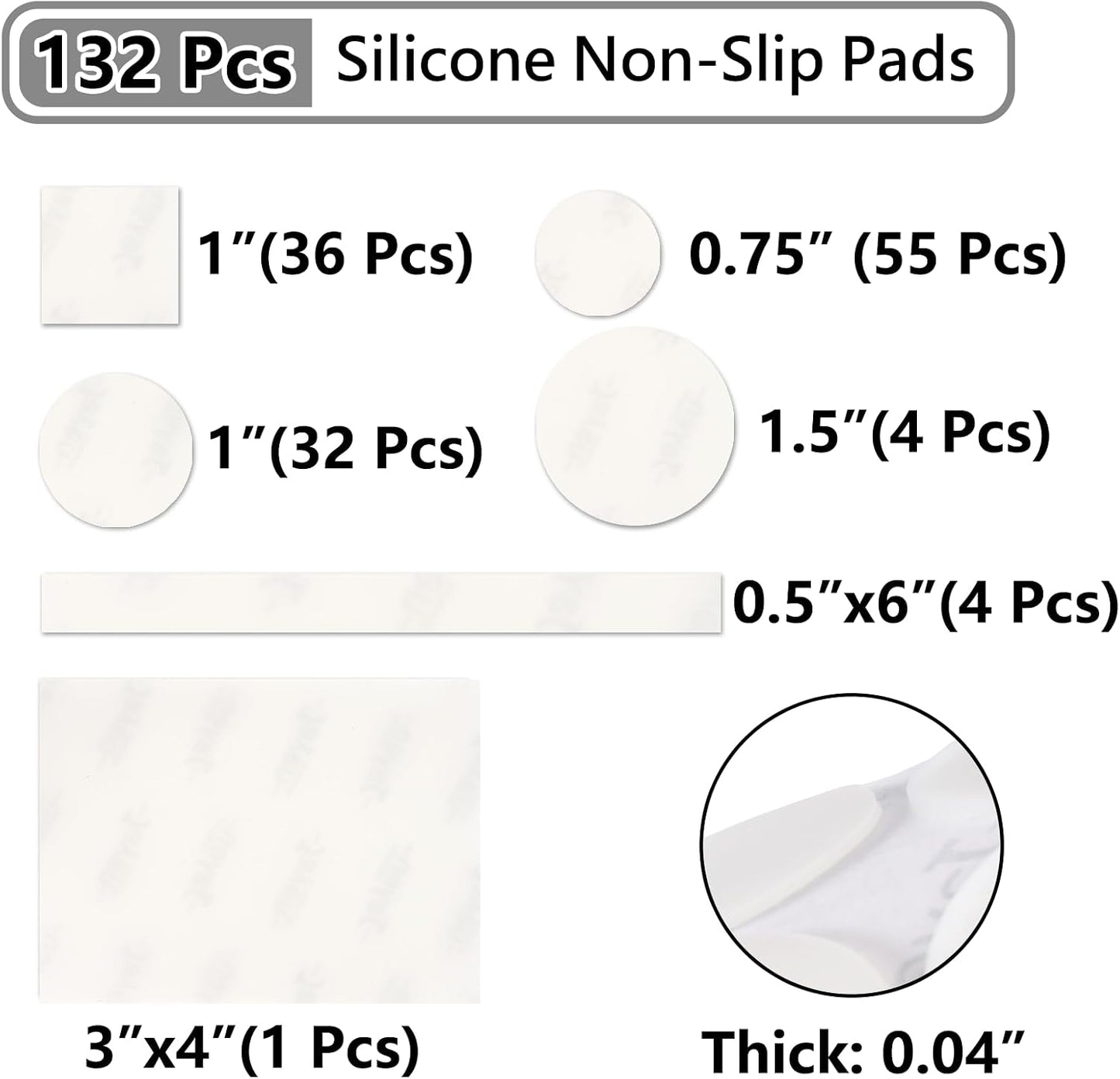 132 Pzas Almohadillas Silicona Antiderrap Autoadhesivas