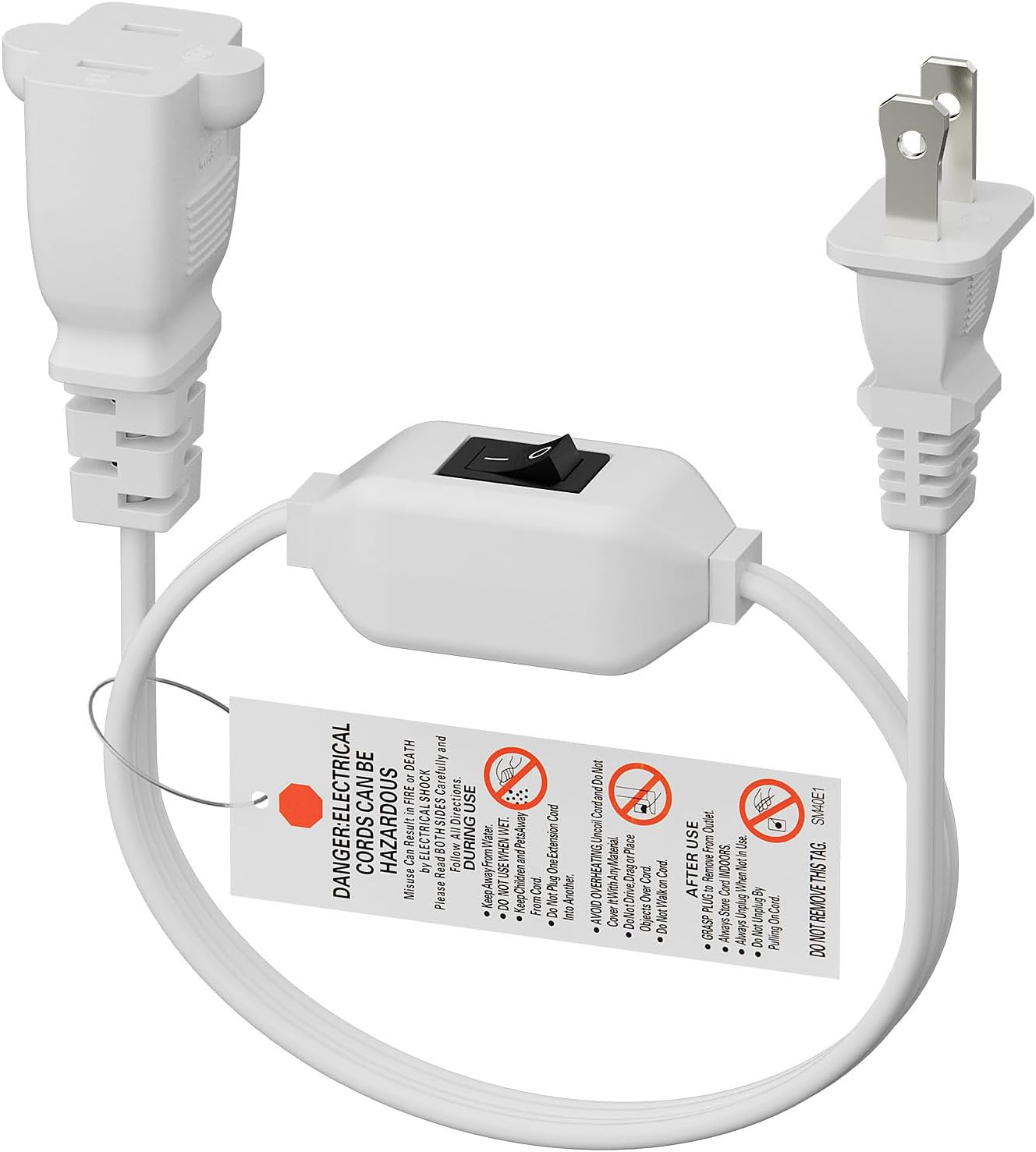 Cable extensión con interruptor 2 pies 12A/125V para cargadores