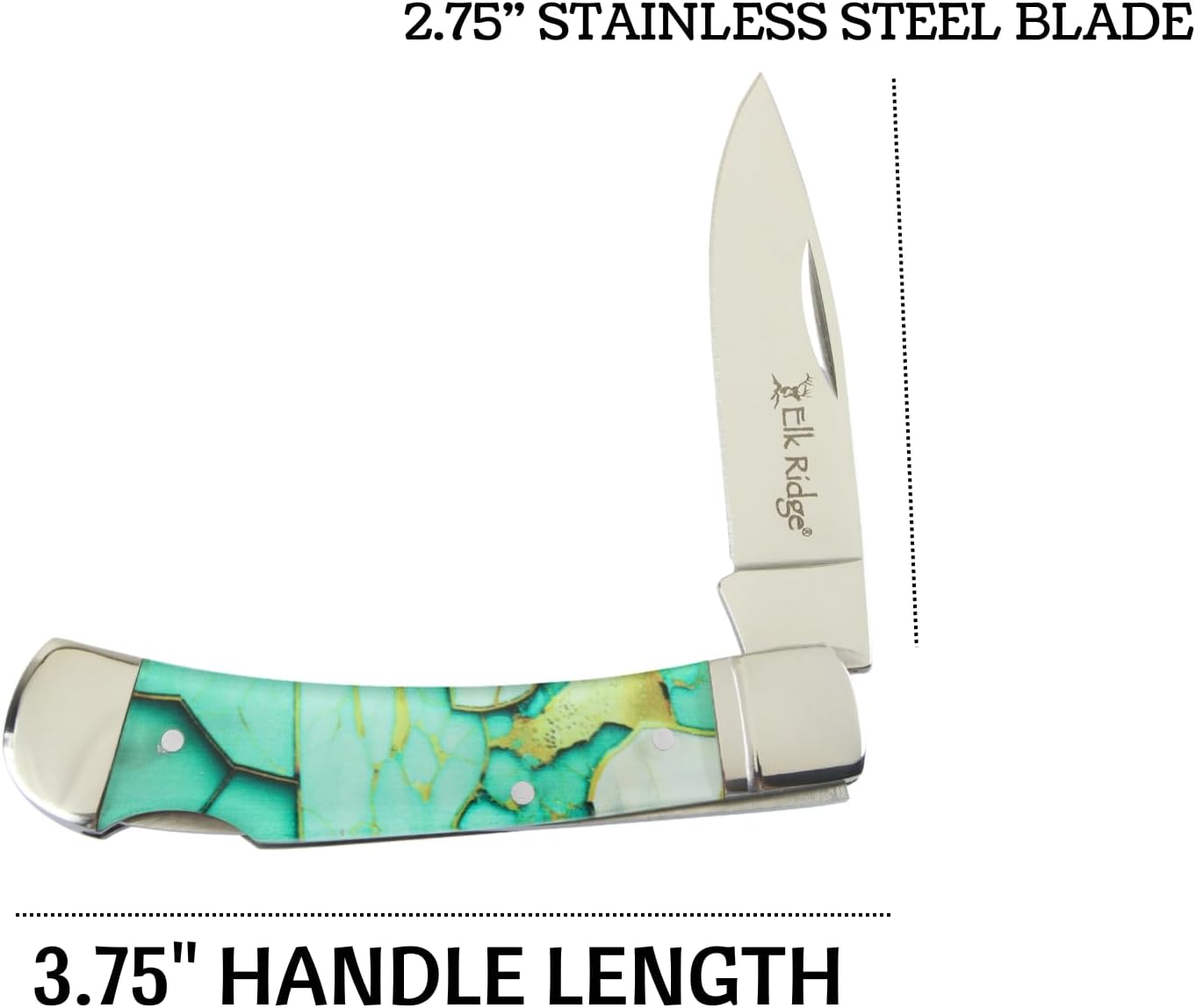 Cuchillo bolsillo plegable acero inox 2.75" verde claro