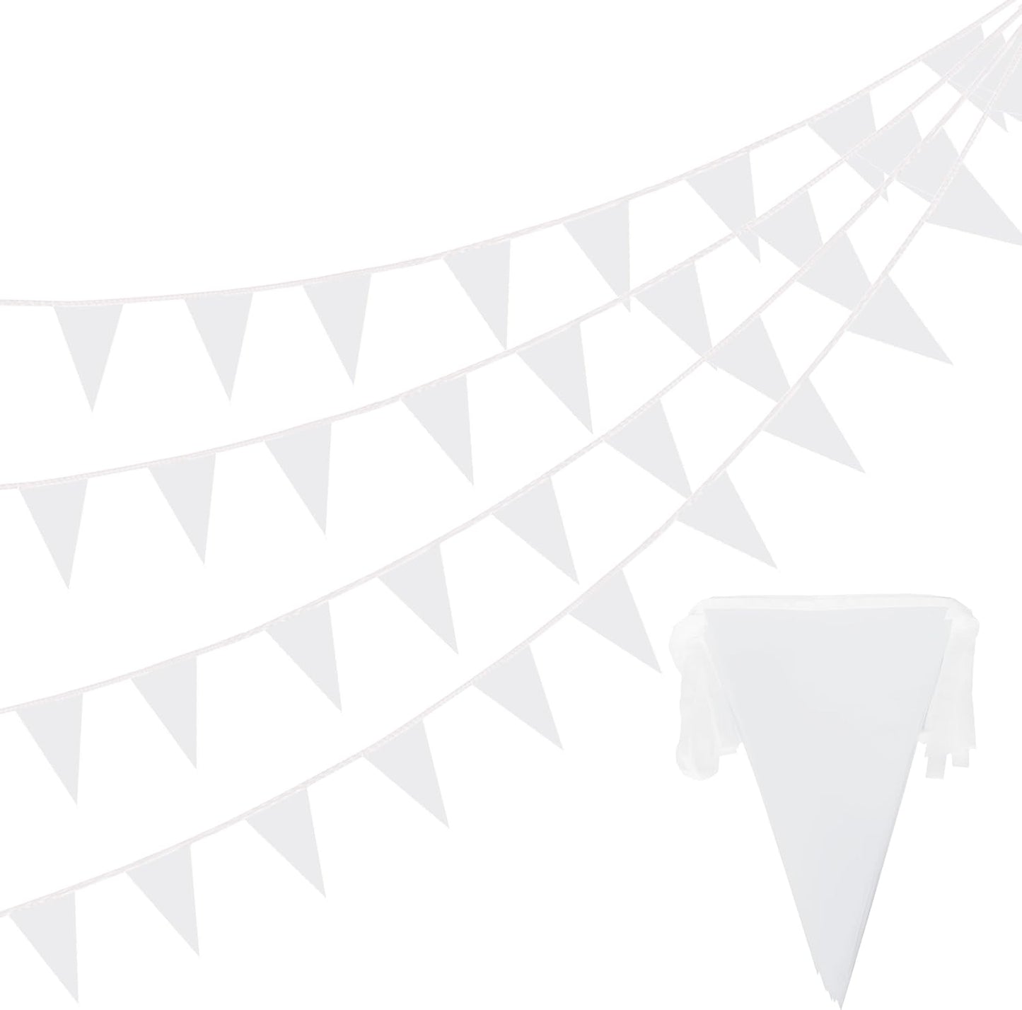 30 Banderines Blancos 50ft Cuerda Decoración Fiesta Boda