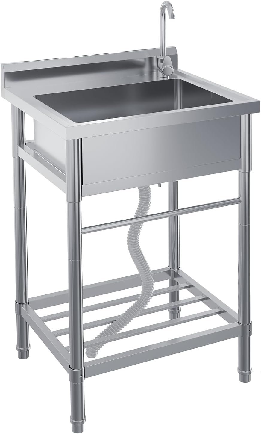 Fregadero acero inox 24x20x41pulg independiente con grifo