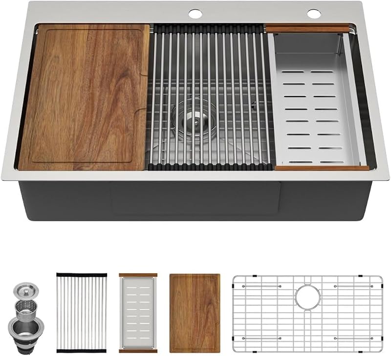 Fregadero cocina acero inox 33pulg montaje superior
