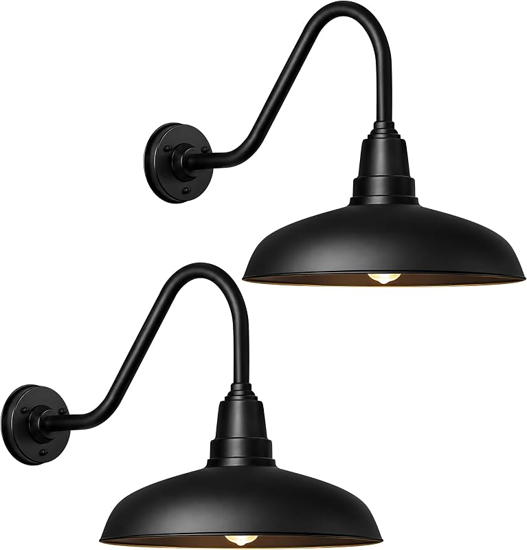 2 Luces de granero estilo industrial 17" exterior resistente