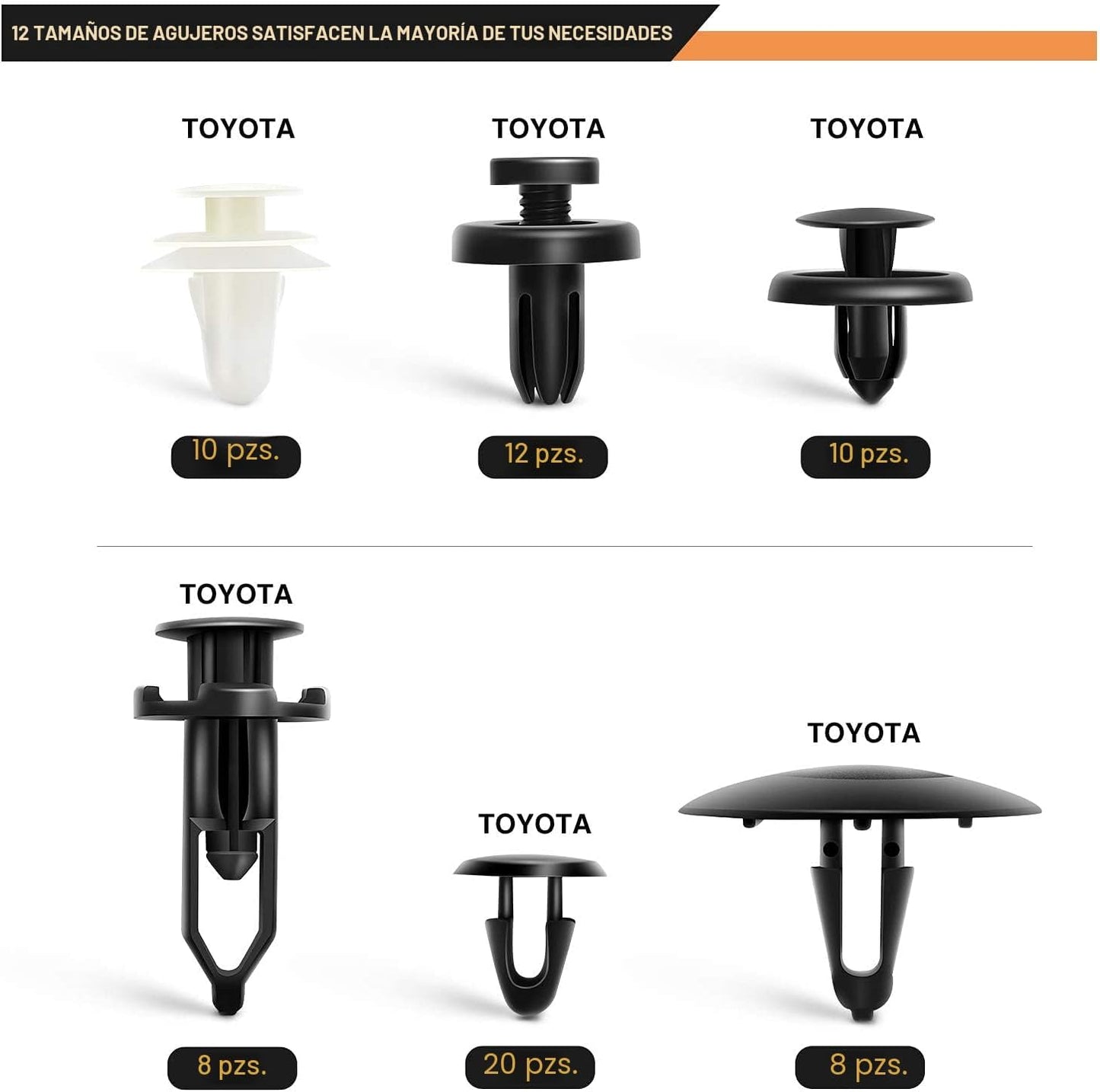 166 Pzas Clips Retención Auto Gomas 12 Tamaños GM Toyota