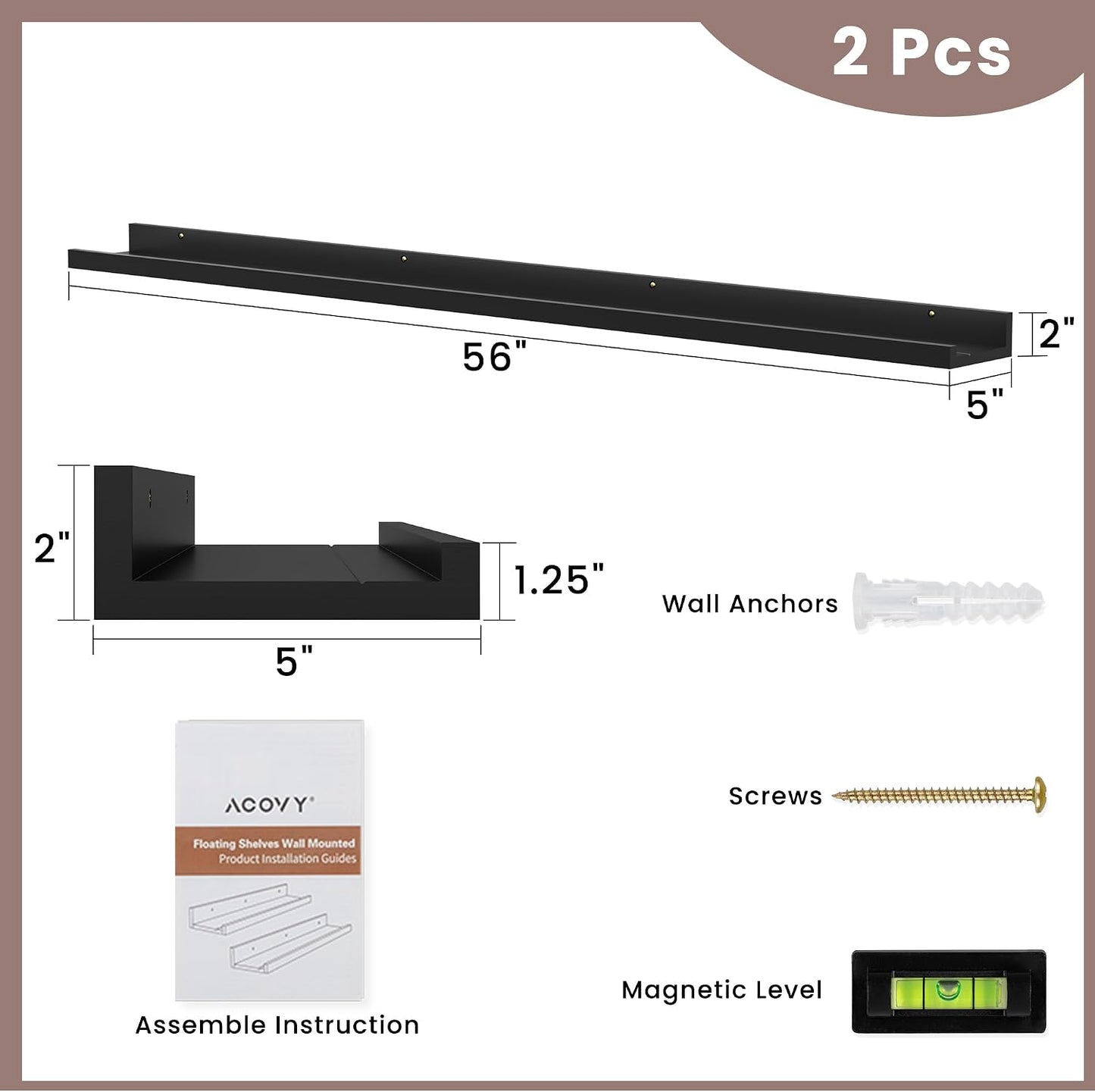 Estantes flotantes madera 55" para sala dormitorio cocina
