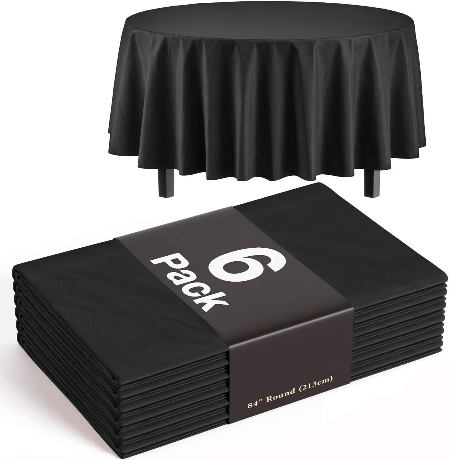Pack 6 Manteles Plástico Redondo 84pulg Negro